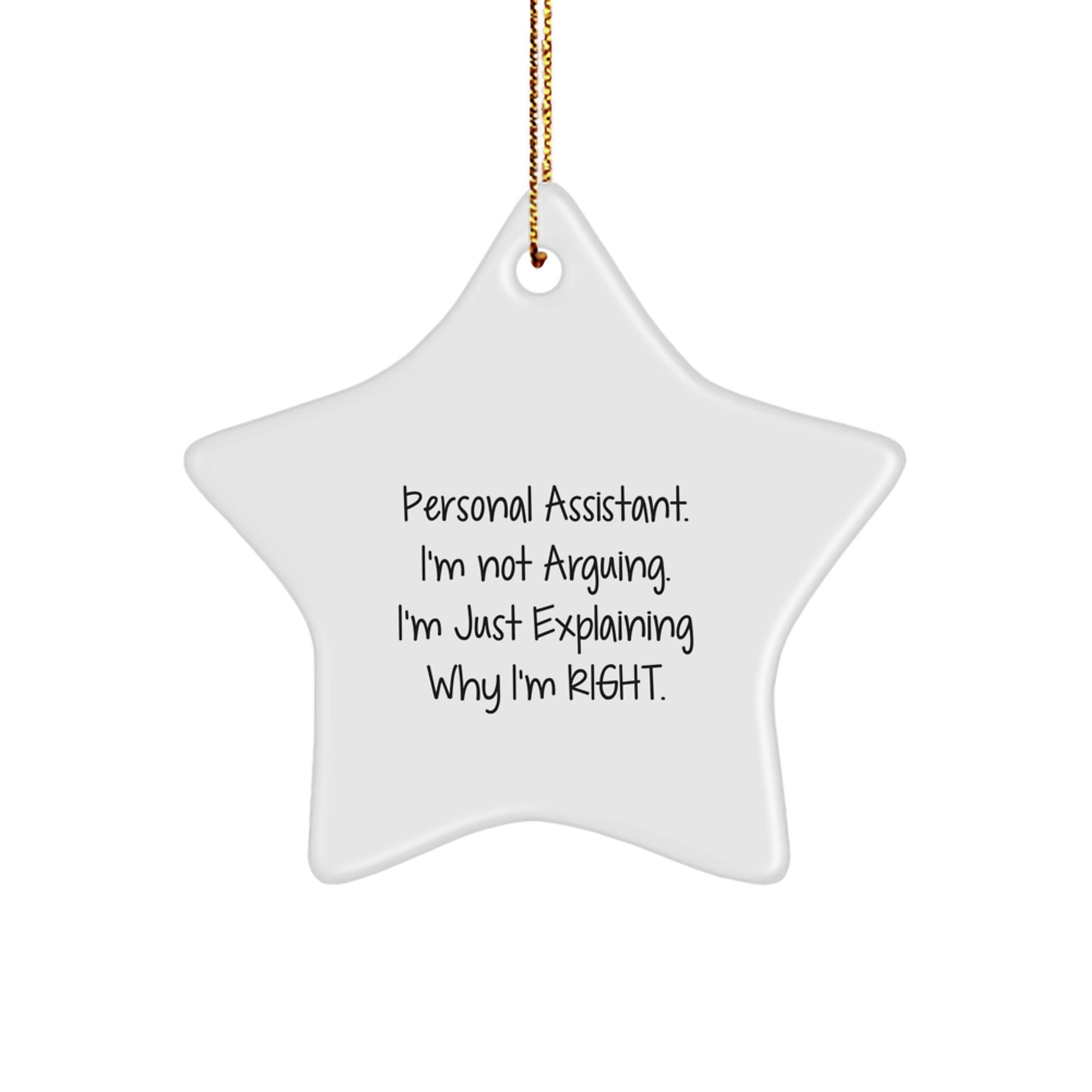 Gifts from Friends for Personal Assistant Funny Star Ornament Christmas Decorations with Gold Cord - Image 1