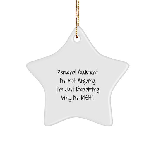 Gifts from Friends for Personal Assistant Funny Star Ornament Christmas Decorations with Gold Cord - Image 1