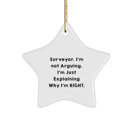 Funny Surveyor Gifts - 'I'm Not Arguing, I'm Just Explaining Why I'm Right' Star Ornament for Christmas, Gifts from Friends and Family - Image 1