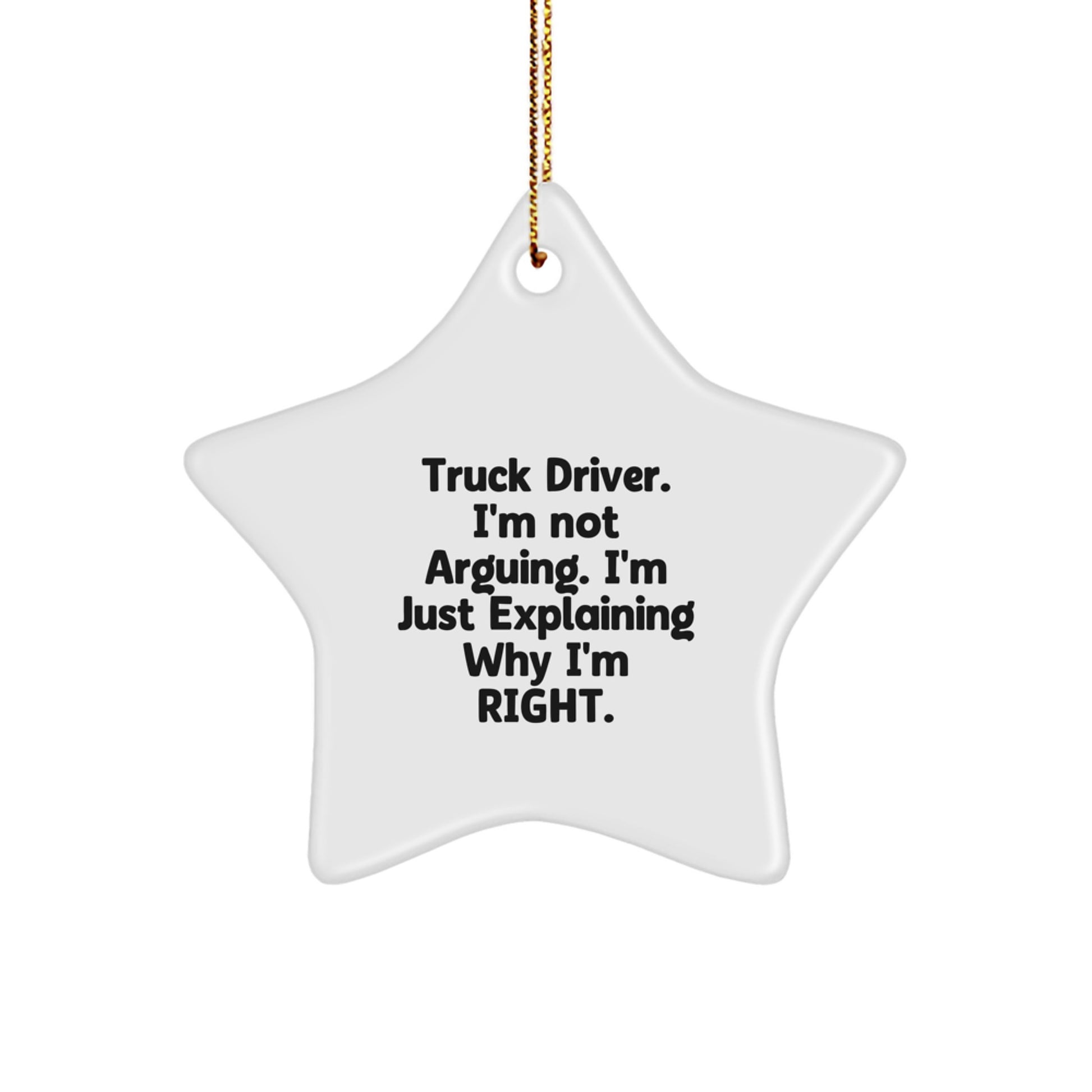 Funny Truck Driver Gifts from Men - Star Ornament for Truckers, Christmas Unique Presents for Friends, Coworkers, or Family - I'm Not Arguing. I'm Just Explaining Why I'm Right. - Image 1
