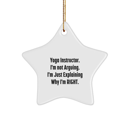 Funny Yoga Instructor Gifts from Friends - Star Ornament, Christmas Unique Decorations, Inspirational Quote for Yoga Instructors, Yoga Instructor Star Shaped Ornament - Image 1