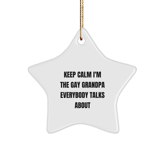 Funny Grandpa Gifts for Men - Keep Calm Star Ornament, Christmas Unique Gifts from Family - Image 1