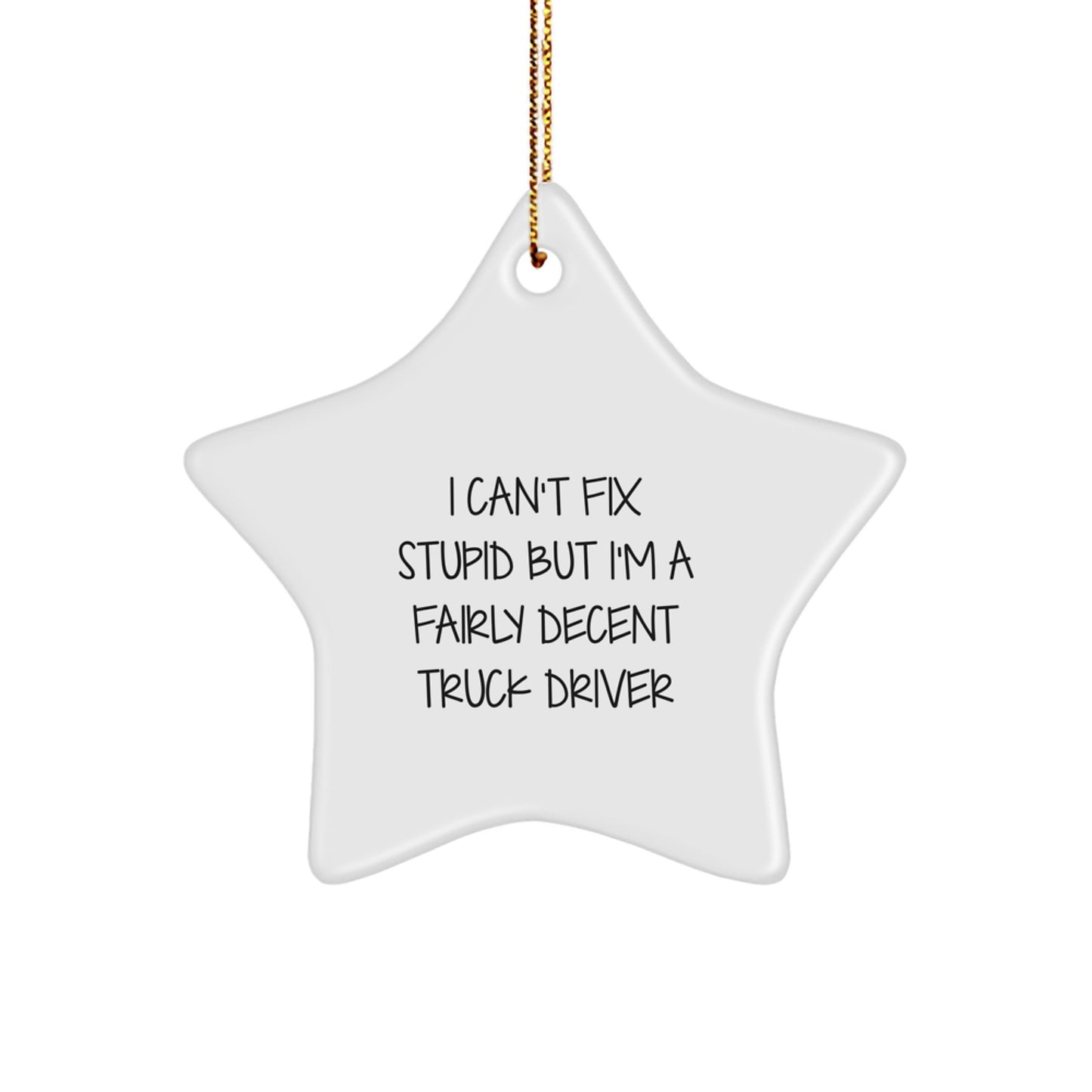 Funny Truck Driver Gifts, Unique Star Ornament for Men, I Can't Fix Stupid But I'm A Fairly Decent Truck Driver, Gifts for Truck Driver Husband, Christmas Unique Gifts from Friends, Family, Coworkers - Image 1