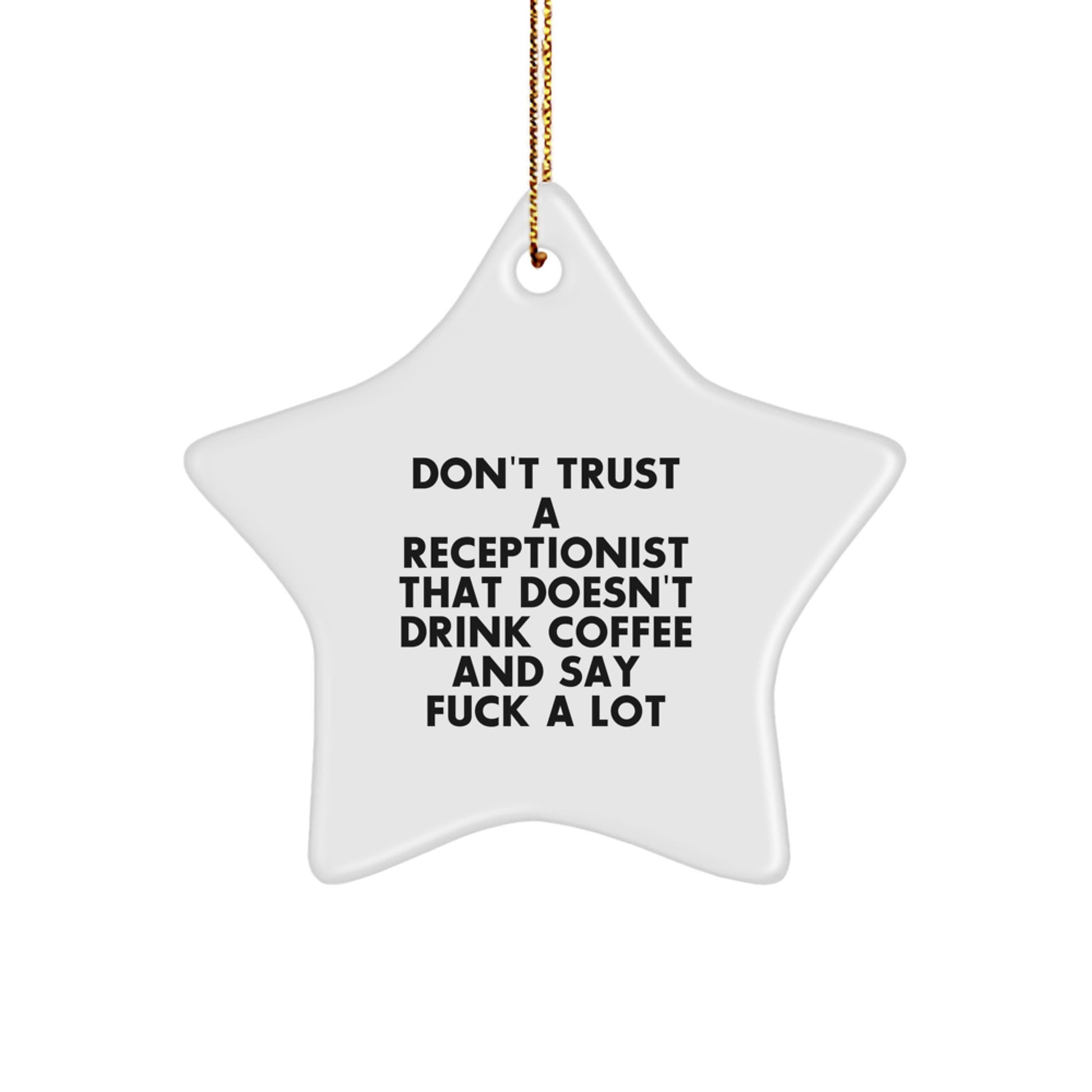 Funny Receptionist Gifts for Christmas - Star Ornament for Coworkers, Friends, or Family - Unique Office Decorations - Image 1