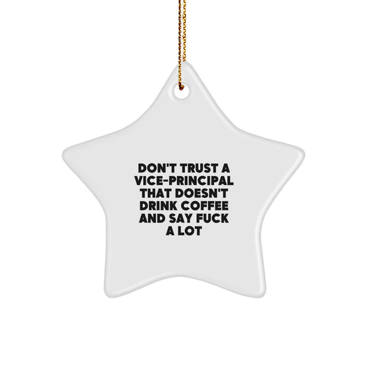 Funny Vice-principal Gifts from Men, White Star Ornament, Cute Quote - Perfect for Vice-principal, Funny Star Ornament, Christmas Unique Gifts for Vice-principal Friends Family - Image 1