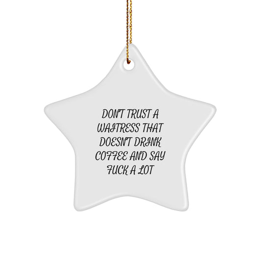 Funny Waitress Gifts from Friends Unique Christmas Unique Star Ornament, Funny Waitress Quote, Gifts for Waitress, Christmas Star Ornament - Image 1