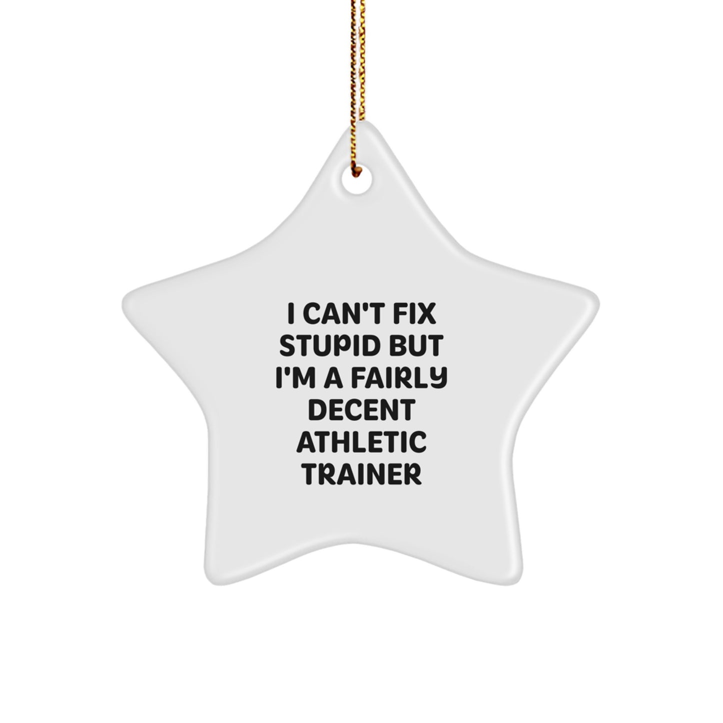 Funny Athletic Trainer Gift for Men, Star Ornament for Christmas Unique Gifts from Friends, Inspirational Quote 'I Can't Fix Stupid But I'm A Fairly Decent Athletic Trainer' - Image 1