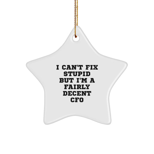 CFO Christmas Unique Gifts from Friends, Funny Star Ornament with 'I Can't Fix Stupid But I'm A Fairly Decent CFO' Quote for CFO, Gifts for CFO - Image 1