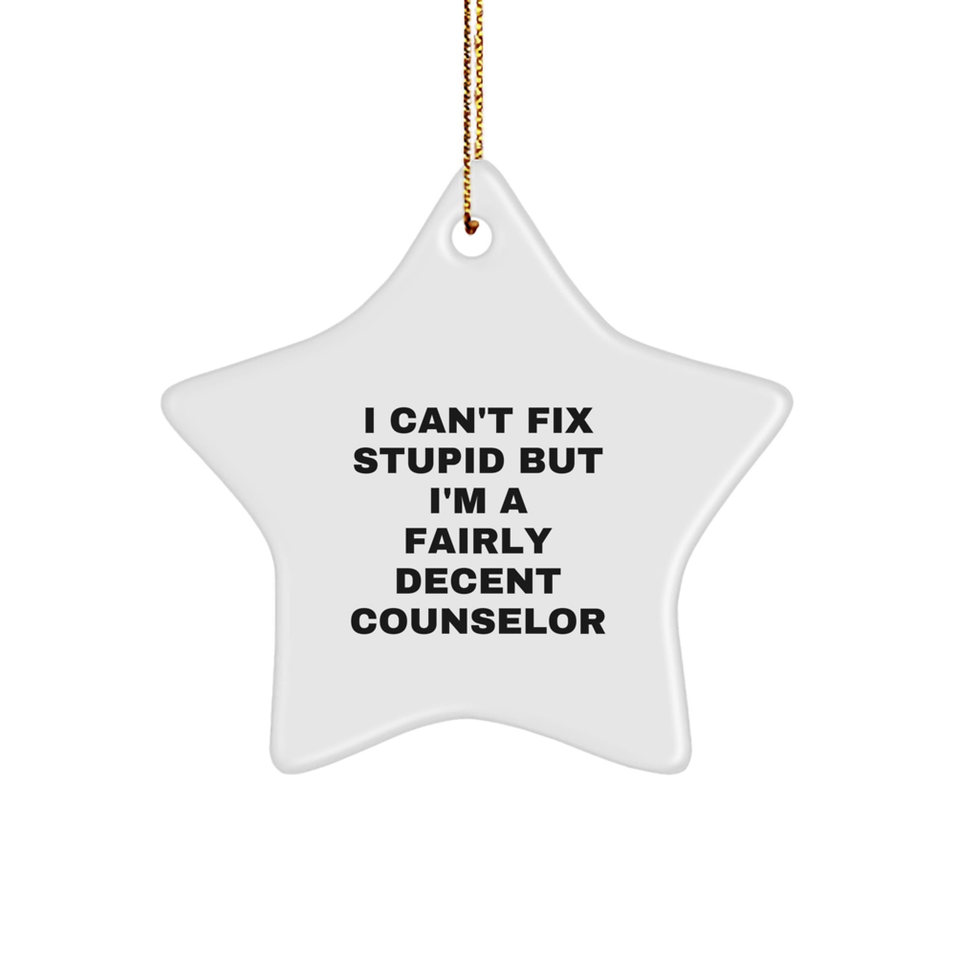 Funny Counselor Star Ornament Gifts for Friends from Men, Cute Counselor Christmas Unique Gifts, Star Ornament for Counselor or Men - Image 1