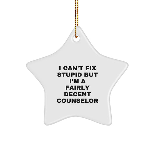 Funny Counselor Star Ornament Gifts for Friends from Men, Cute Counselor Christmas Unique Gifts, Star Ornament for Counselor or Men - Image 1