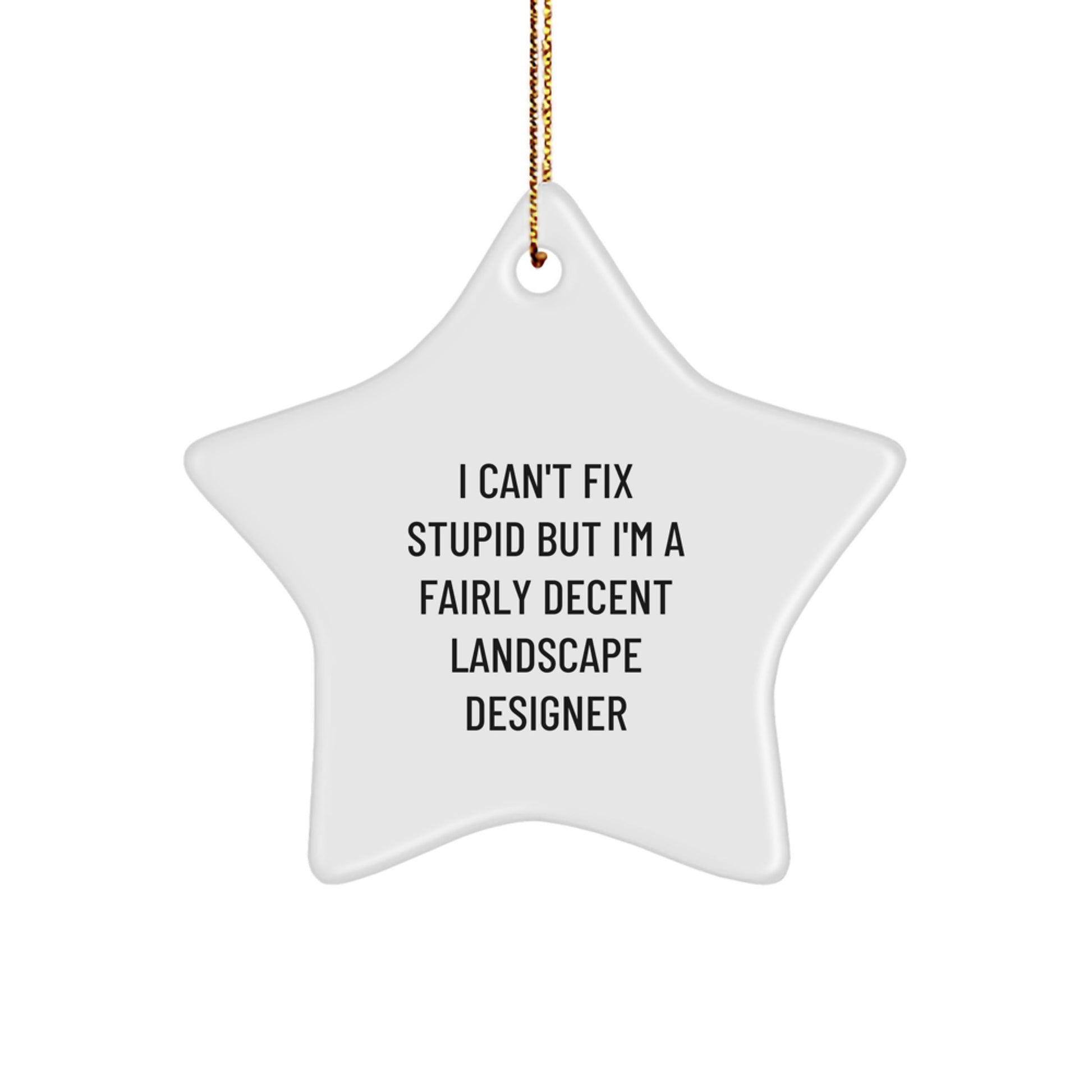 Funny Landscape Designer Star Ornament Gifts from Friends for Christmas Unique Gifts - I Can't Fix Stupid But I'm A Fairly Decent Landscape Designer - Image 1