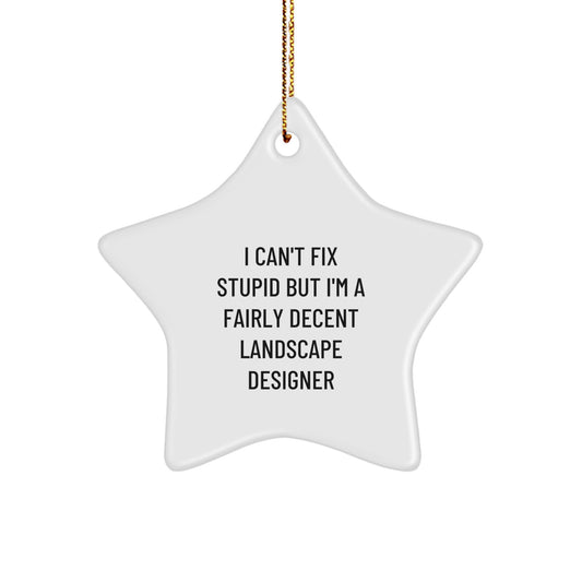 Funny Landscape Designer Star Ornament Gifts from Friends for Christmas Unique Gifts - I Can't Fix Stupid But I'm A Fairly Decent Landscape Designer - Image 1