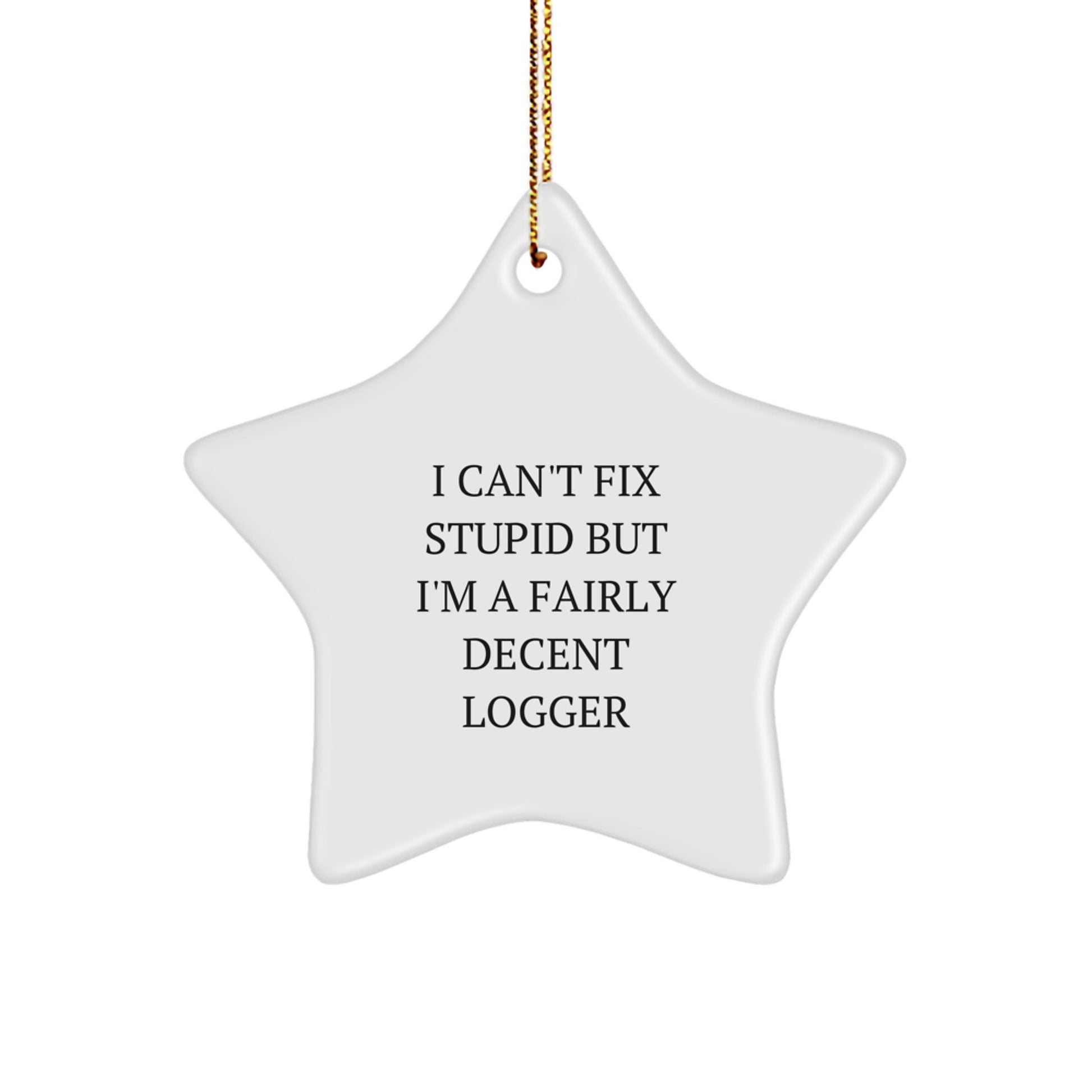 Christmas Unique Gift for Her Logger Star Ornament – I Can't Fix Stupid - Image 1