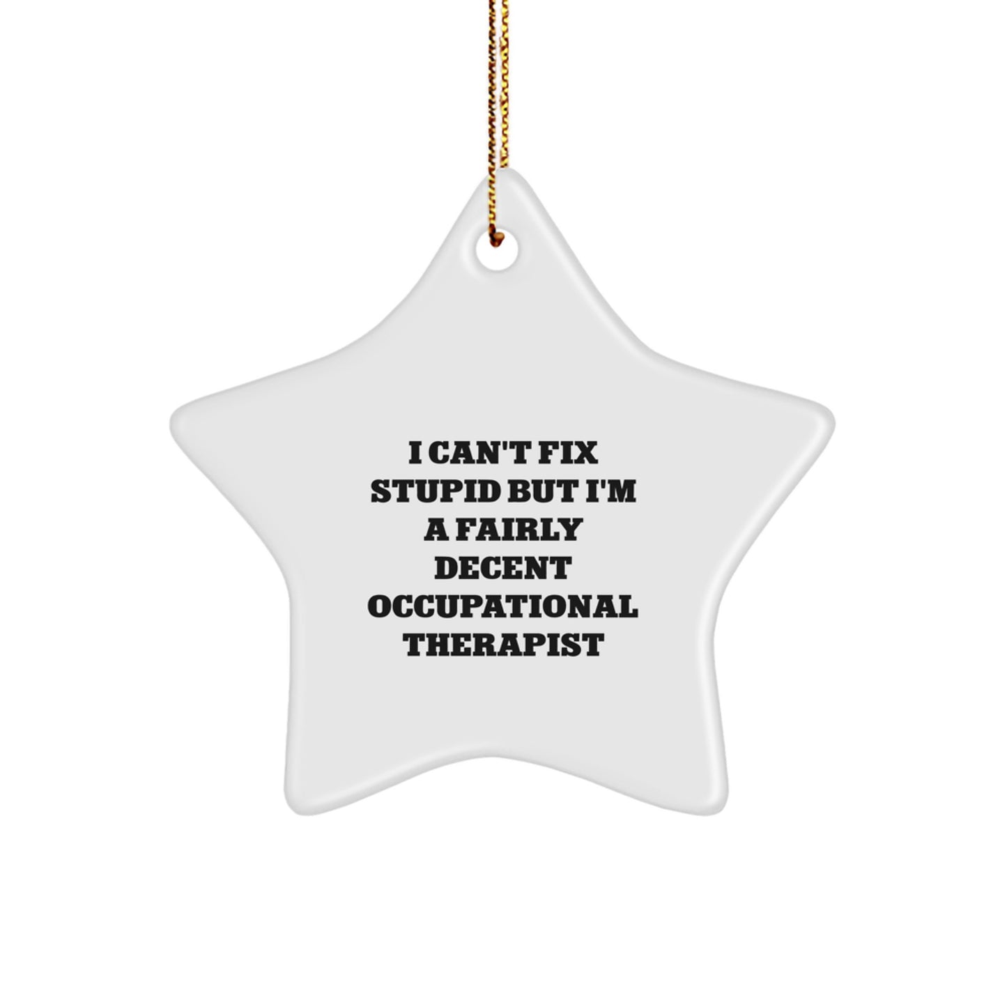 Occupational Therapist Gifts from Friends - Funny Star Ornament, 'I Can't Fix Stupid But I'm A Fairly Decent Occupational Therapist' Quote, Christmas Unique Gifts for Occupational Therapist - Image 1
