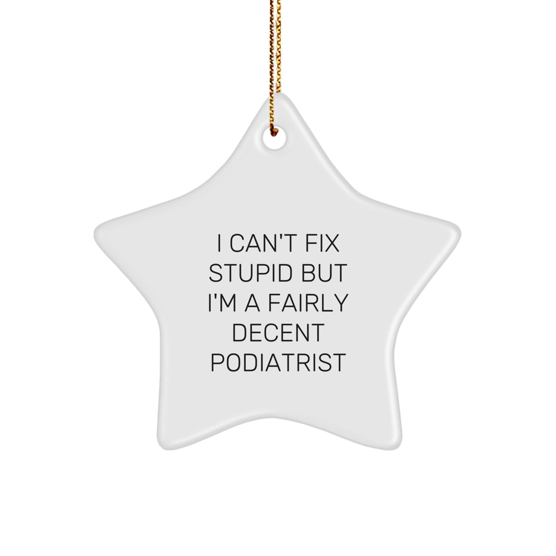 Funny Podiatrist Gifts for Him, Star Ornament from Friends with Inspirational Quote 'I Can't Fix Stupid' - Image 1