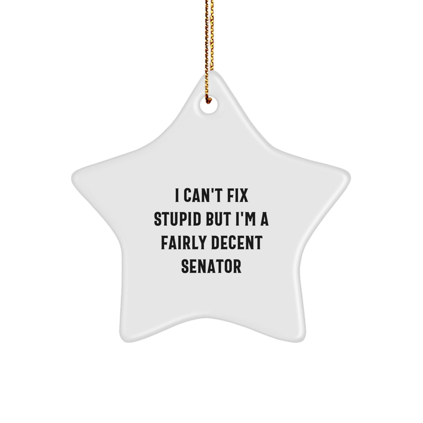 Funny Senator Star Ornament Gifts from Friends to Men with I Can't Fix Stupid But I'm A Fairly Decent Senator Quote, Christmas Unique Gifts - Image 1