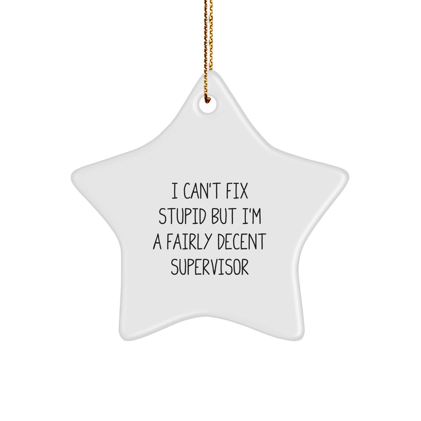 Funny Supervisor Gifts for Coworkers - I Can't Fix Stupid But I'm A Fairly Decent Star Ornament, Perfect for Christmas Unique Gifts from Men to Boss - Image 1