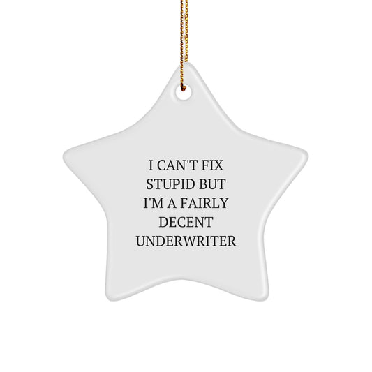 Funny Underwriter Star Ornament Gifts from Friends and Family - Christmas Unique Presents for Men and Women Underwriters - Image 1