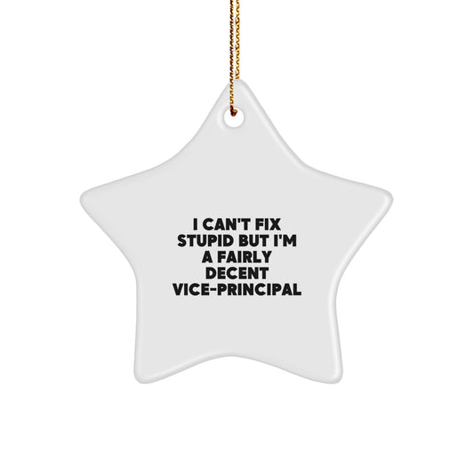 Vice-Principal Gifts for Christmas - I Can't Fix Stupid But I'm A Fairly Decent Star Ornament for Men, Women, Friends, Coworkers, Family - Image 1