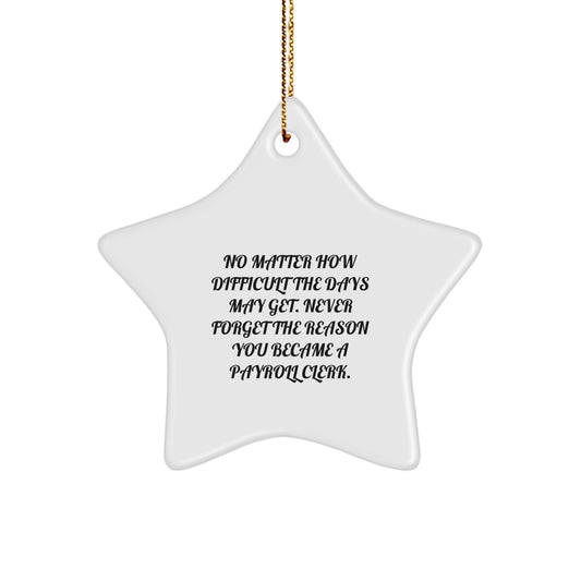 Funny Christmas Unique Gifts for Payroll Clerks from Friends and Family - Inspirational Payroll Clerk Star Ornament - Image 1