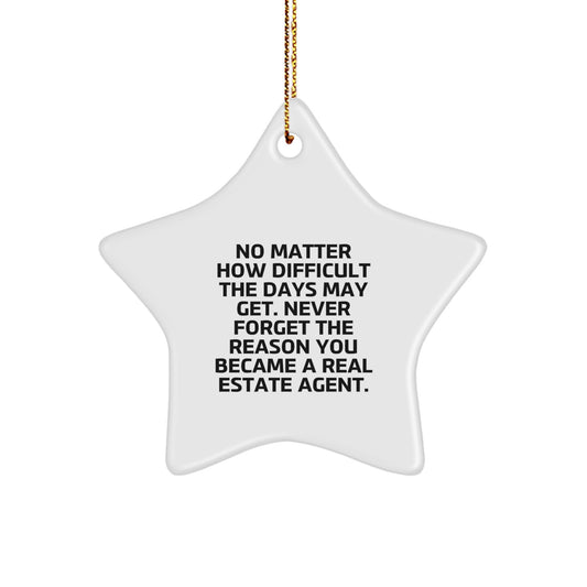 Funny Real Estate Agent Gifts from Friends, Star Ornament for Men Real Estate Agent Christmas Unique Gifts, Inspirational Quotes - Image 1