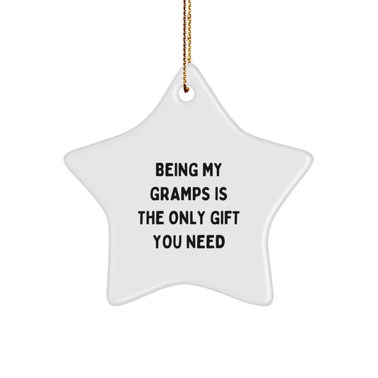 Funny Gramps Gifts from Grandkids - Being My Gramps Is Cute, Unique Christmas Unique Gifts for Men, Star Ornament Decoration, Gold Cord for Hanging - Image 1