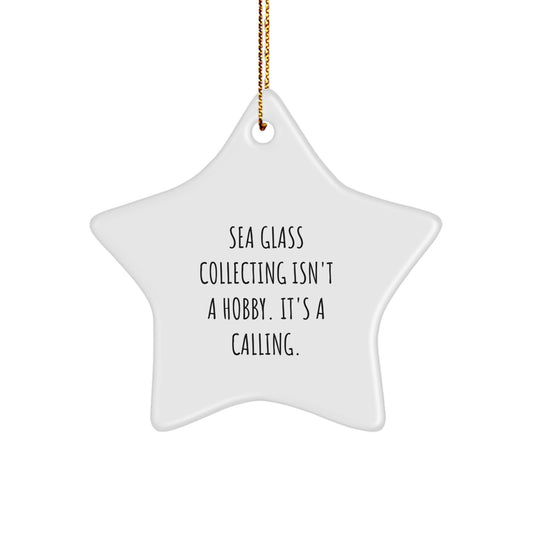 Sea Glass Collecting Gifts for Her - Funny Star Ornament with Festive Gold Cord - Gifts from Women to Friends who Love Beach Treasures for Christmas - Image 1