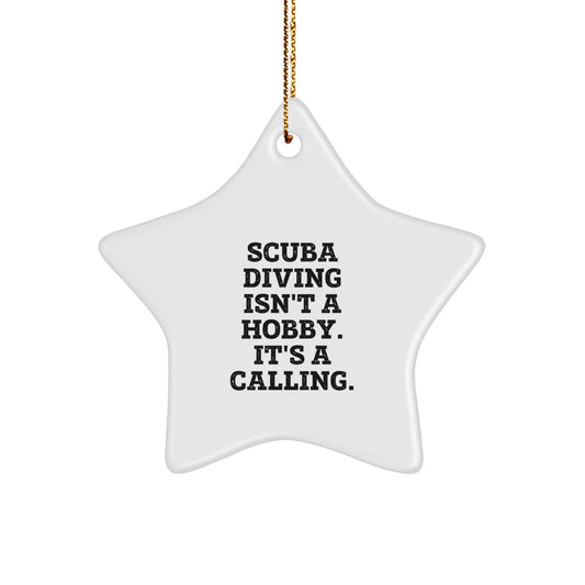 Scuba Diving Gifts from Family for Scuba Diving Lovers - Funny Star Ornament, Christmas Unique Decorations, White Star Shaped, Durable and Lightweight - Image 1
