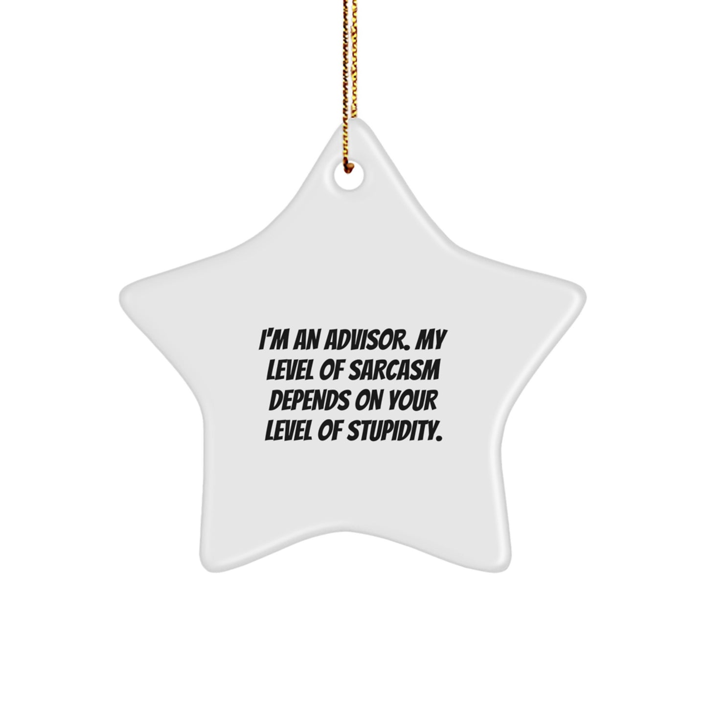 Funny Advisor Gifts for Christmas, Gifts from Friends for Advisors, Star Ornament, I'm An Advisor My Level Of Sarcasm Depends On Your Level Of Stupidity - Image 1