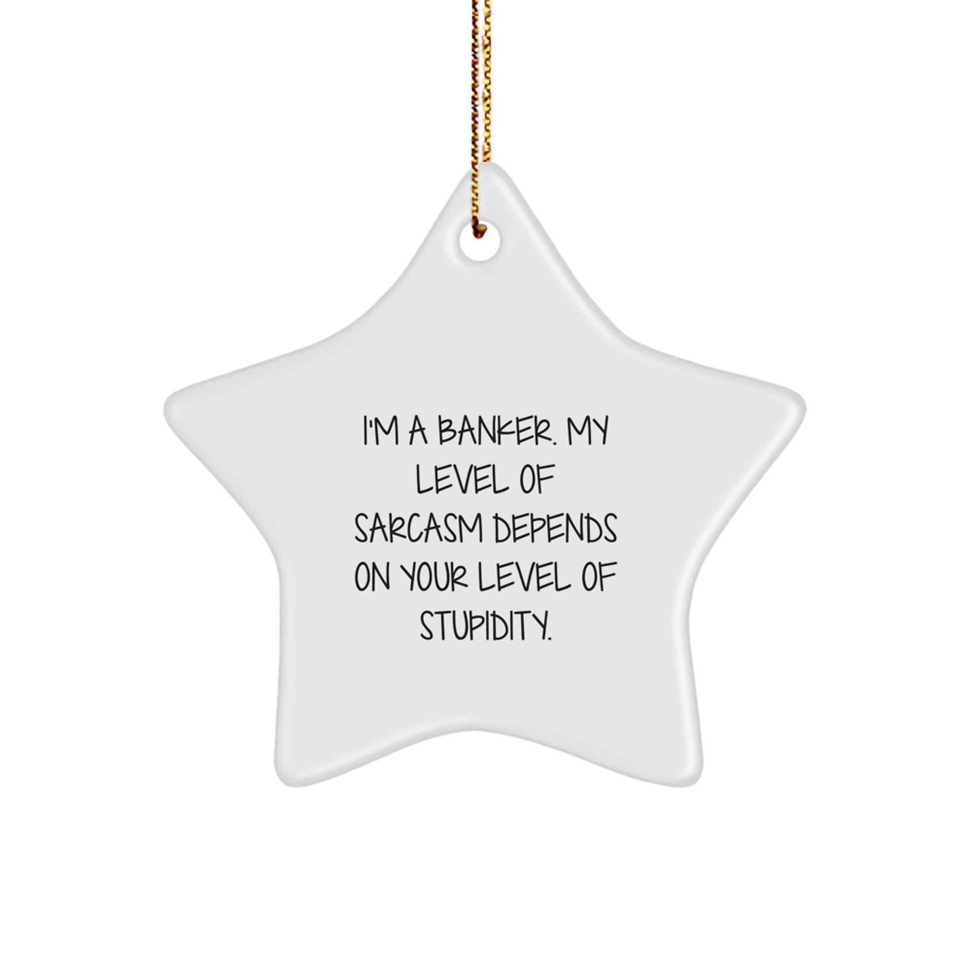 Banker Star Ornament Gifts from Friends - 'I'm A Banker. My Level Of Sarcasm Depends On Your Level Of Stupidity.' Funny Christmas Decorations for Banker - Image 1