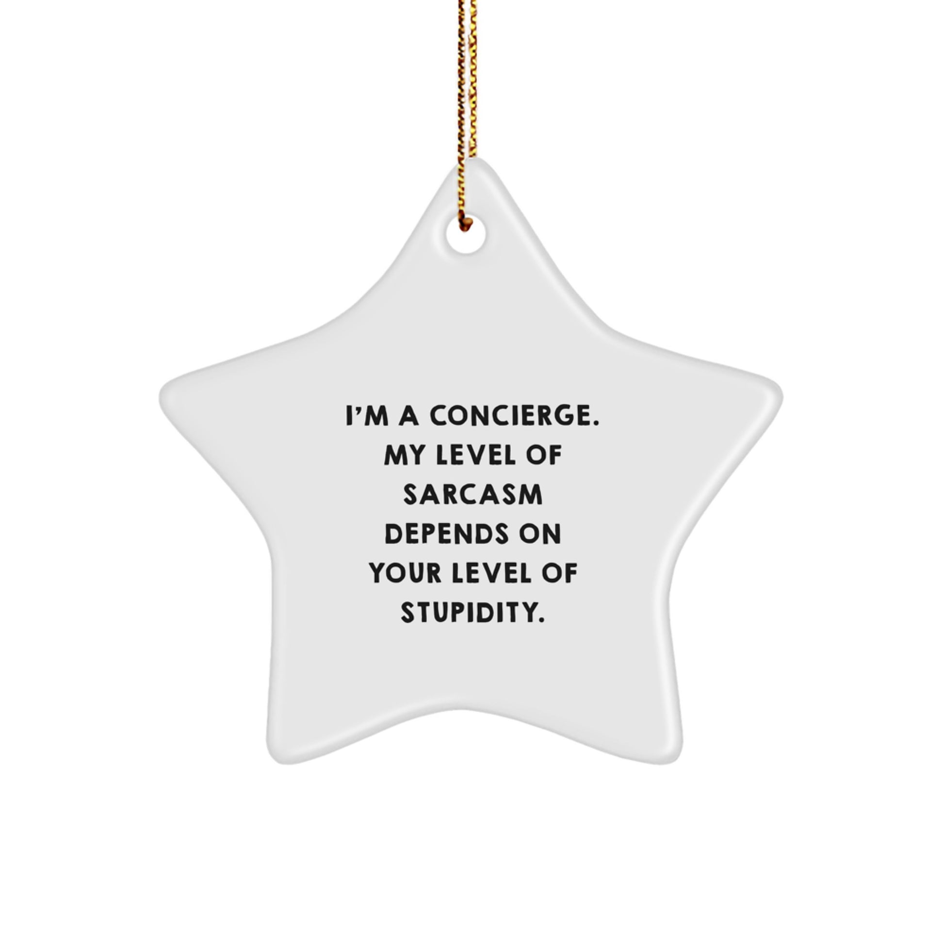 Concierge Gifts from Friends - Funny Star Ornament, 'I'm A Concierge...' Quote, Christmas Decorations - Image 1