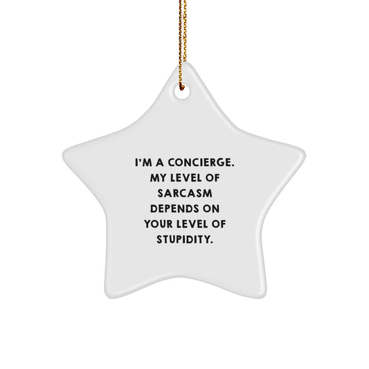 Concierge Gifts from Friends - Funny Star Ornament, 'I'm A Concierge...' Quote, Christmas Decorations - Image 1