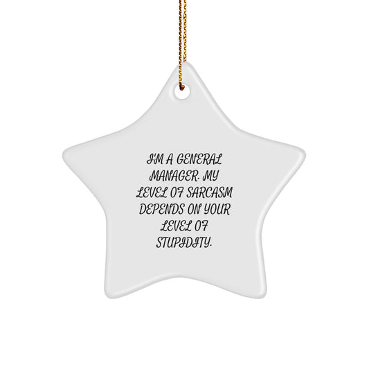 Funny General Manager Christmas Unique Gifts from Coworkers Star Ornament for General Manager Office Decor, I'm A General Manager Sarcasm Humor Star Shaped - Image 1