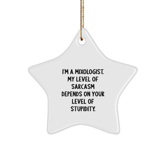 Mixologist Gifts from Friends for Christmas - Funny Sarcasm Star Ornament, 'I'm a Mixologist' - Image 1