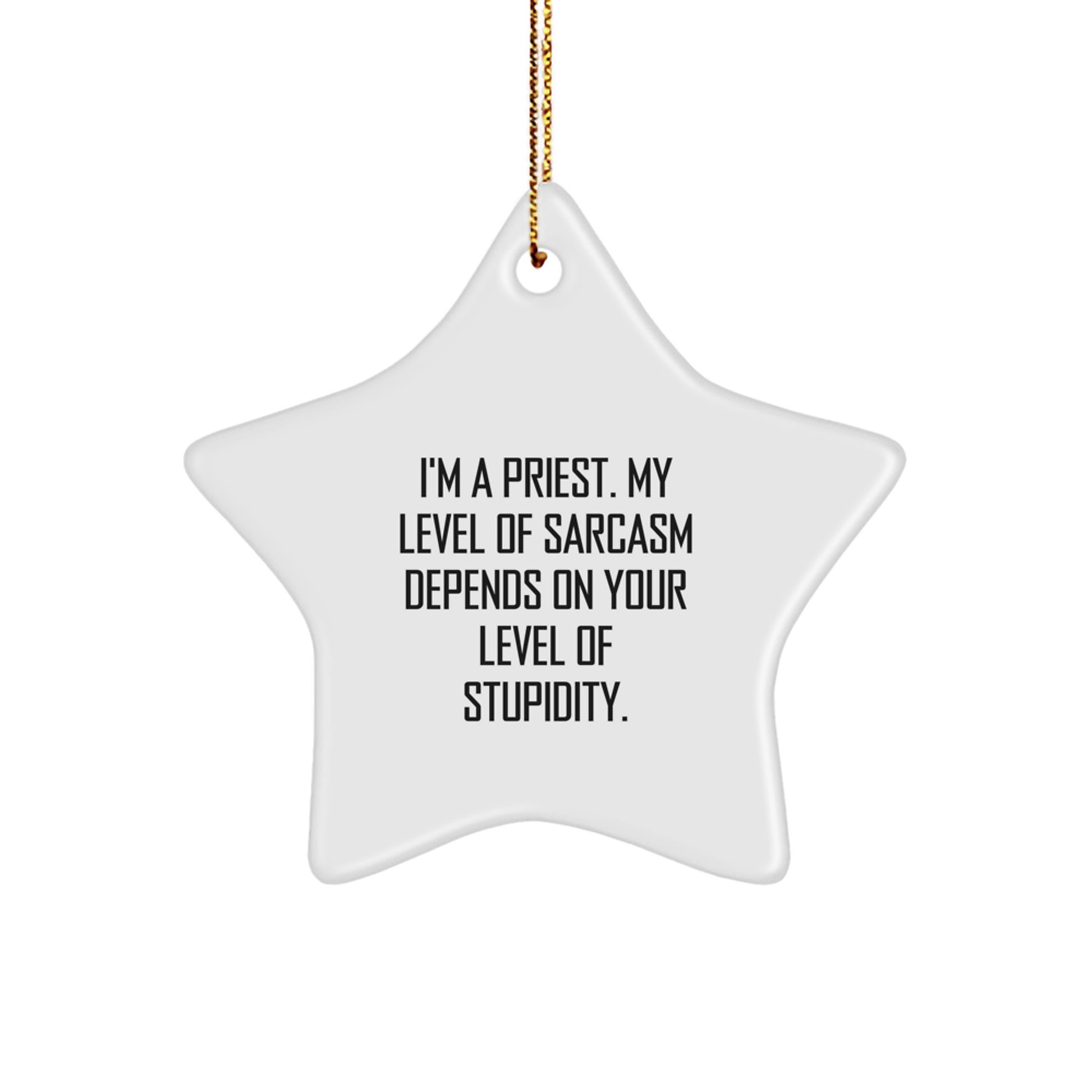 Funny Priest Gifts from Men to Priest for Christmas Unique Gifts with Star Ornament, Sarcasm Level Gift, I'm A Priest My Level Of Sarcasm - Image 1