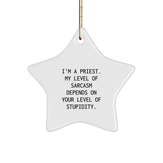 Funny Priest Gifts for Men - Star Ornament with Sarcasm Quote, Gifts from Family for Priest, Christmas Unique Gifts - Image 1