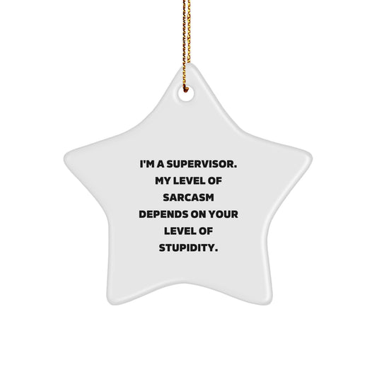 Funny Supervisor Star Ornament for Men, Gifts from Women, Unique Christmas Memorable Presents with Sarcasm Quote, Supervisor Gifts for Office Decor - Image 1