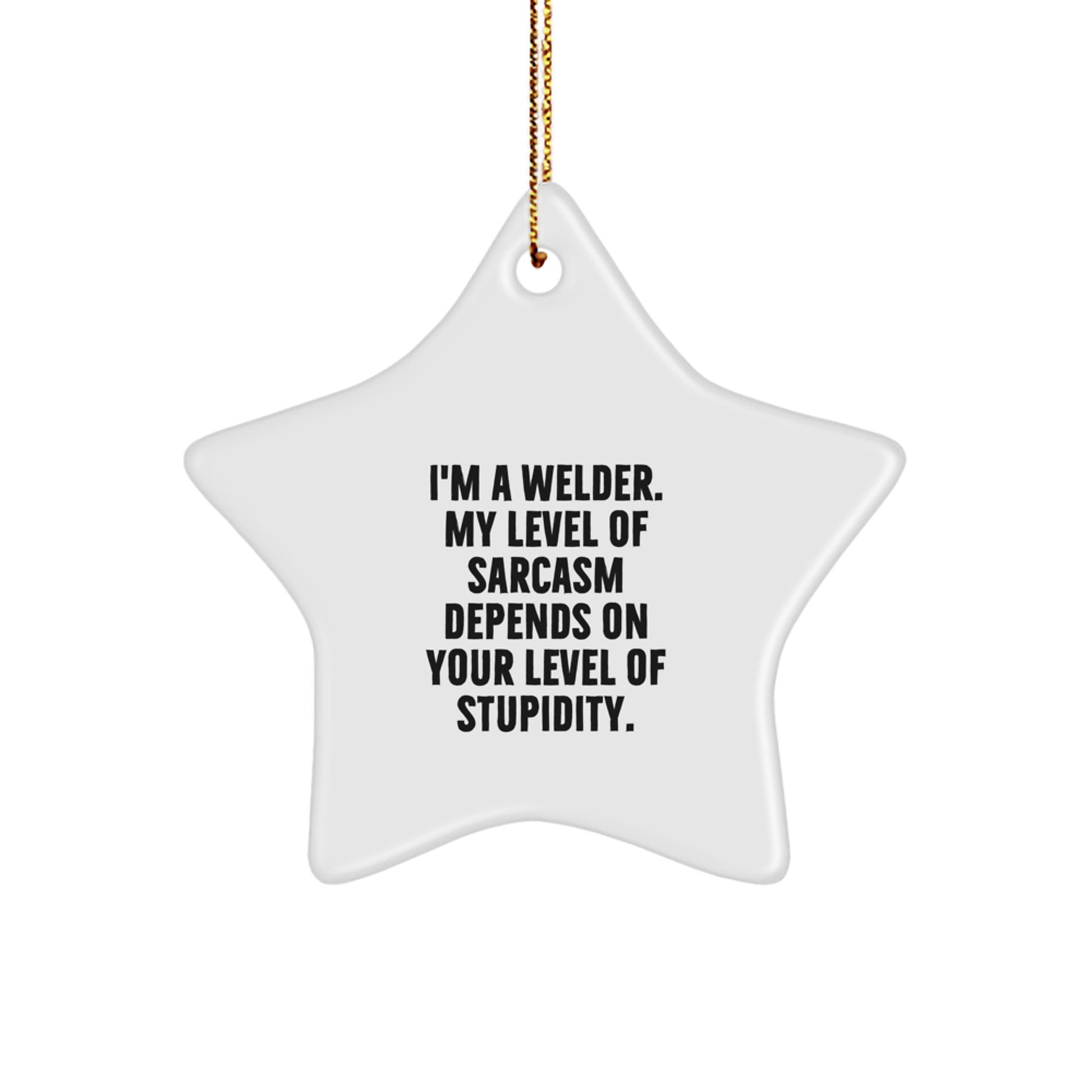Funny Star Ornament Gifts from Friends for Family - I'm A Welder, My Level Of Sarcasm Depends On Your Level Of Stupidity, Welder Christmas Unique Gifts - Image 1