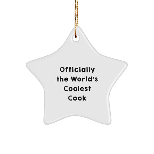 Funny Cook Gifts for Men, Women, Family, Friends - Officially The World's Coolest Cook Star Ornament - Christmas Decorations - Image 1