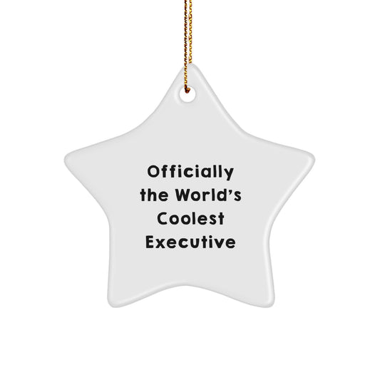 Funny Executive Star Ornament Gifts from Friends - Officially The World's Coolest Executive, Christmas Unique Gifts for Executive Men, Durable MDF Star Shaped Decoration - Image 1