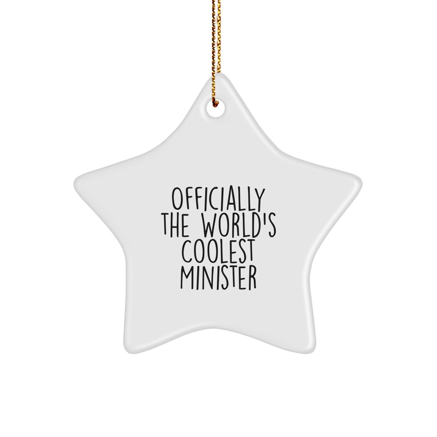 Funny Minister Christmas Unique Gifts from Family, Officially 'The World's Coolest Minister' Star Ornament for Minister Friends - Image 1