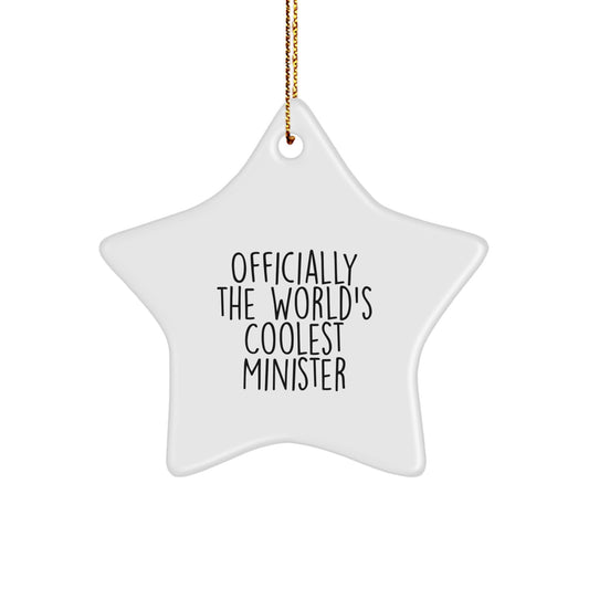 Funny Minister Christmas Unique Gifts from Family, Officially 'The World's Coolest Minister' Star Ornament for Minister Friends - Image 1