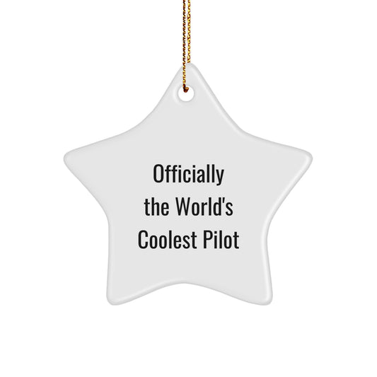 Funny Pilot Gifts for Men from Officially The World's Coolest Pilot, Star Ornament for Christmas - Image 1