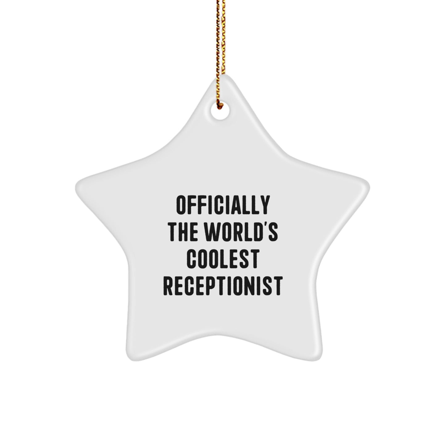 Funny Receptionist Gifts from Friends, Officially The World's Coolest Receptionist Star Ornament Christmas Unique Gifts, Receptionist Office Decorations - Image 1