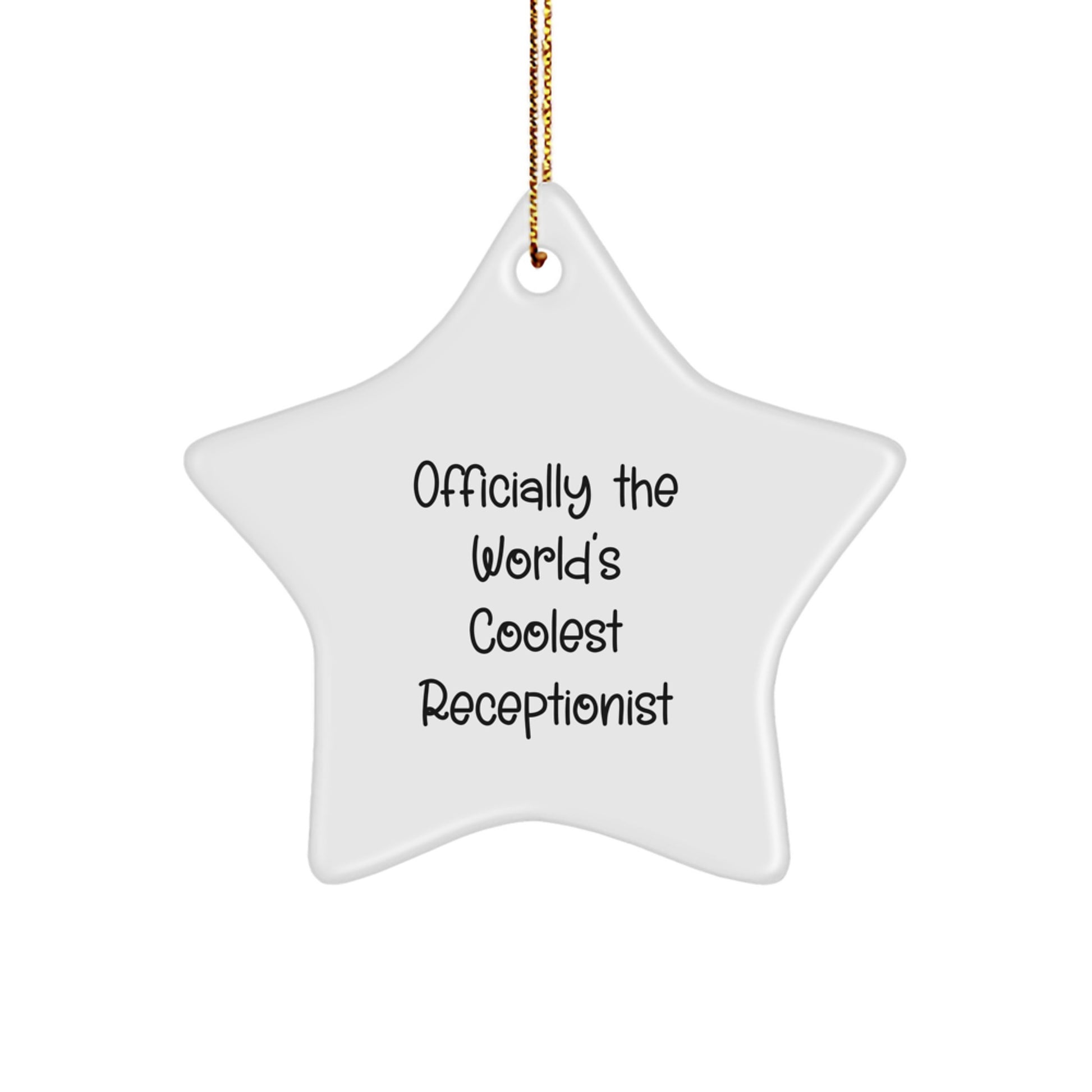 Funny Receptionist Gifts for Men - Officially The World's Coolest Star Ornament, Christmas Unique Gifts from Friends and Family - Image 1
