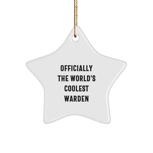 Officially the World's Coolest Warden Star Ornament, Funny Christmas Unique Gift for Warden, Star Decoration, Gifts from Family, Friends, Christmas Unique Gifts for Him, Her, Warden - Image 1