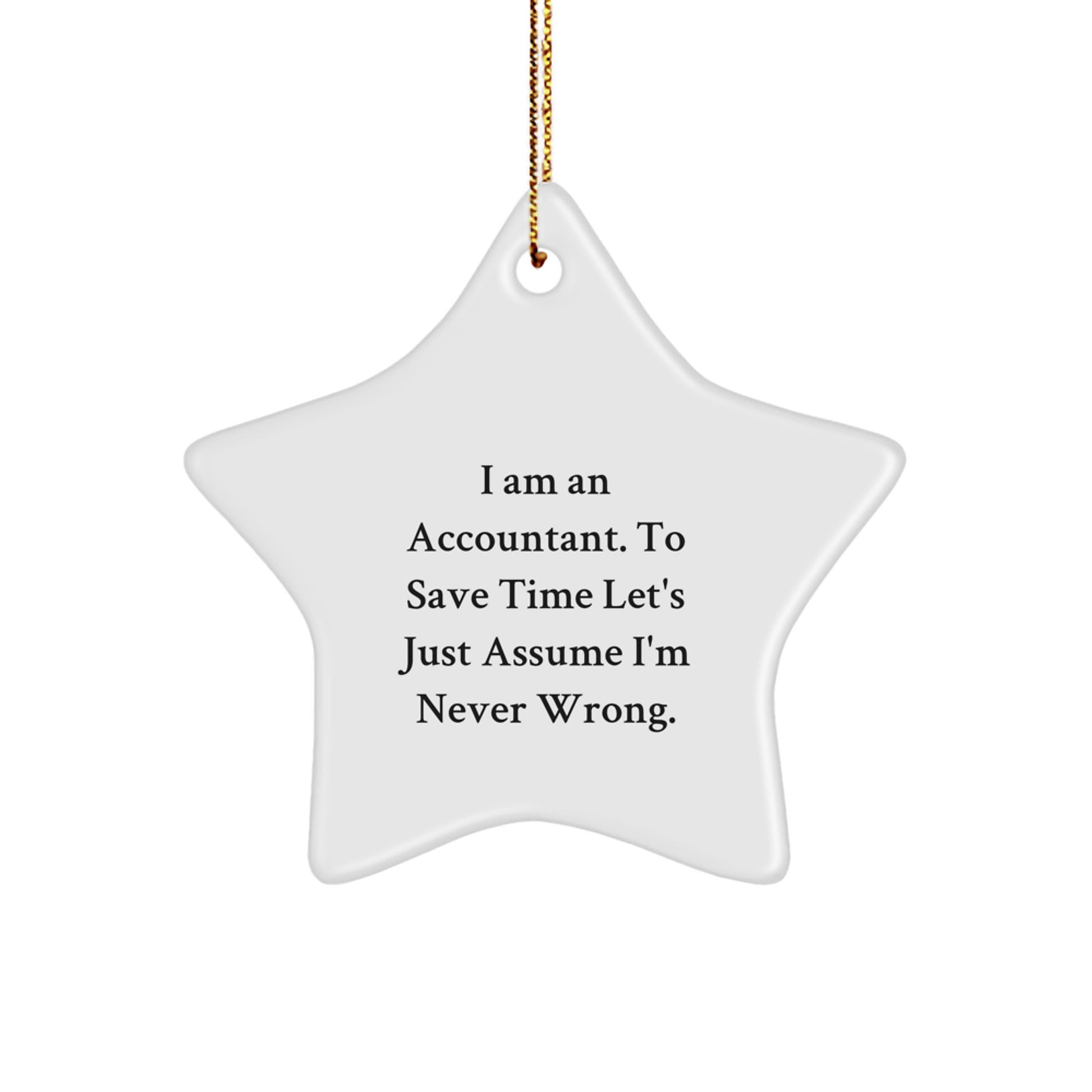 Funny Accountant Gifts - 'I'm Never Wrong', Star Ornament for Accountant, Christmas Unique Gifts from Friends, Coworkers to Family - Image 1