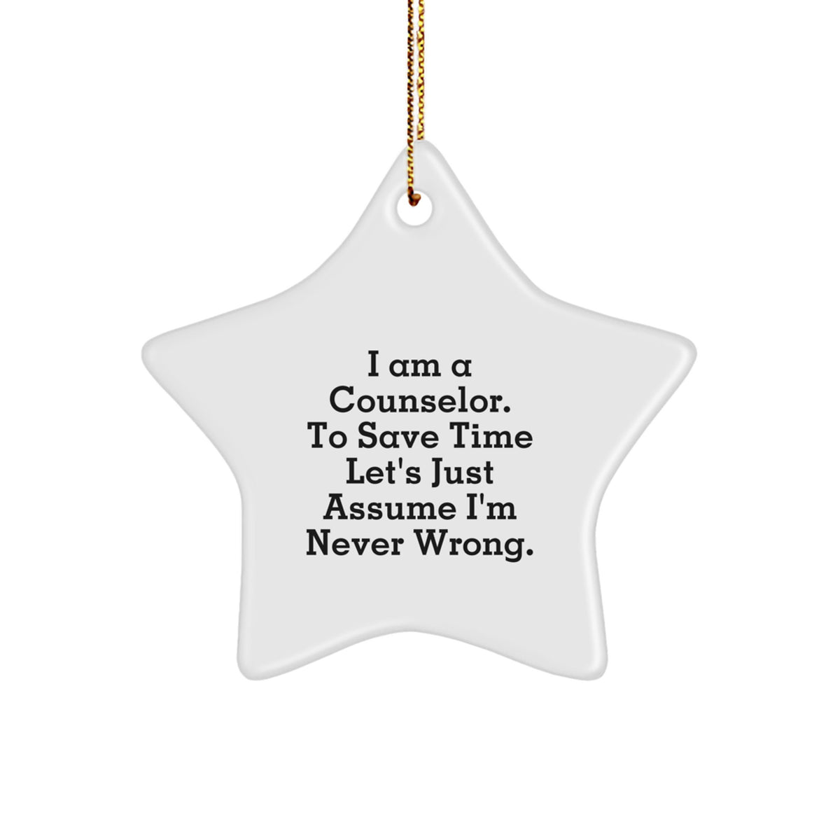 Counselor Star Christmas Ornament for a Best Friend Companion Gift - Image 1