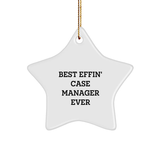 Funny Case Manager Gifts for Christmas - Best Effin' Star Ornament from Friends, Coworkers, Family Members - Unique Star Shaped Decoration for Home Office - Image 1