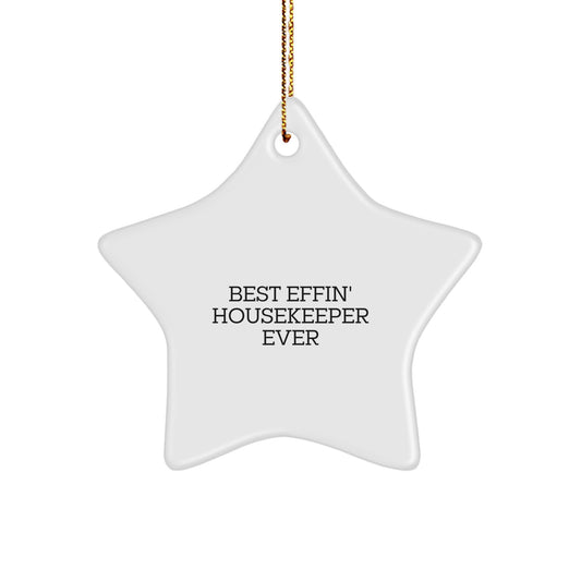 Funny Housekeeper Gifts from Men to Housekeeper - Best Effin' Star Ornament for Christmas Unique Gifts - Image 1